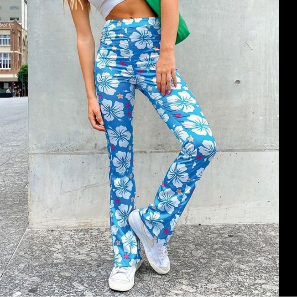 Silk Hawaiian print pants from BB